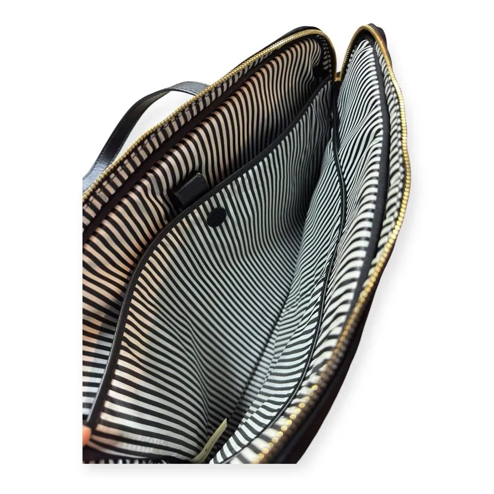 Kate Spade NY Nylon Laptop Daily Universal Bag Black‎ & White Striped Interior